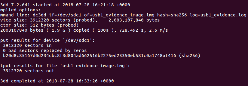 Simple Forensics imaging with dd, dc3dd & dcfldd